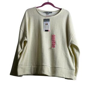 NWT Berkley Jensen Cream Shimmer Crew Neck Sweater Size XXL